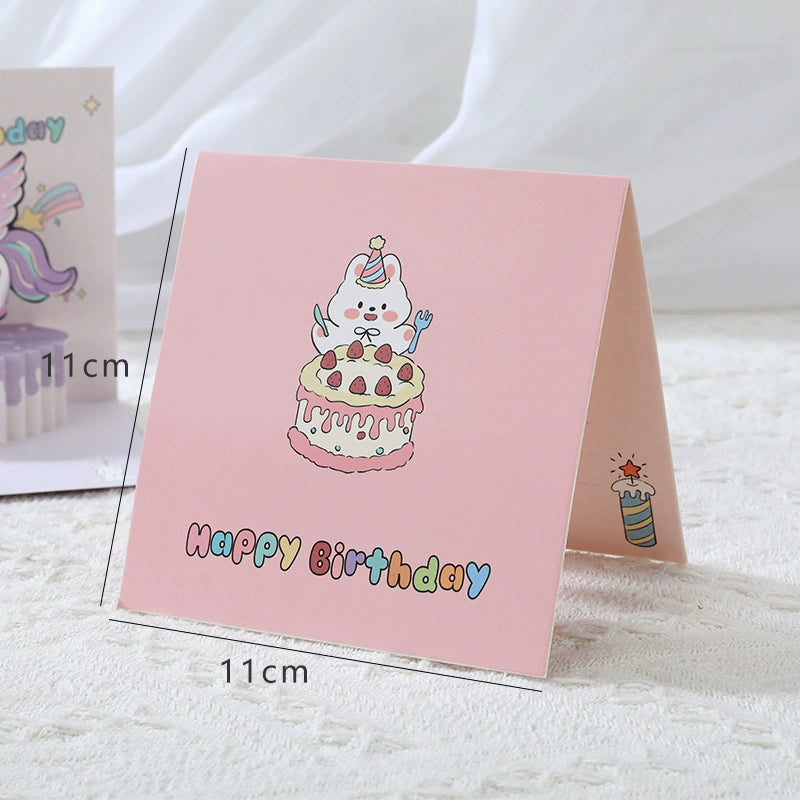 3D pop-up cake card with pink design, ideal for birthday celebrations, invitations, or gifts
