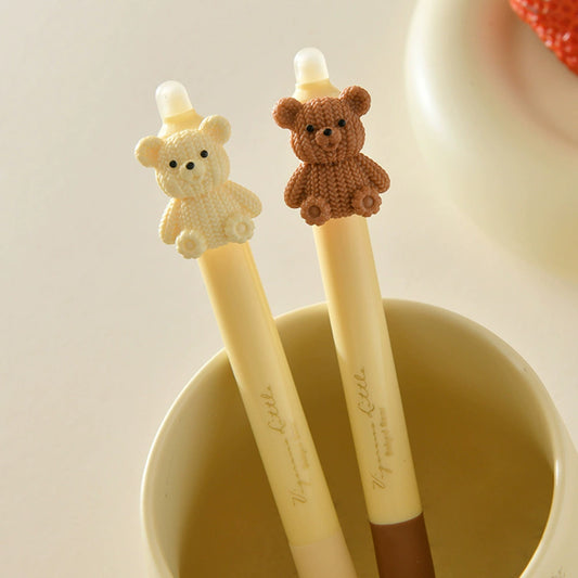 Erasable journaling pens - smooth-writing Cheese Bear gel pens with dual tip options perfect for goodybag gift
