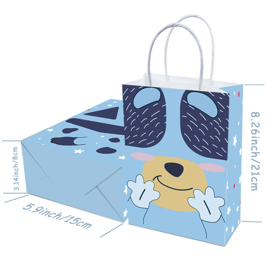 Cute dog-printed party favor goody bags (10-pack), ideal for kids' birthday celebrations or puppy-themed events.