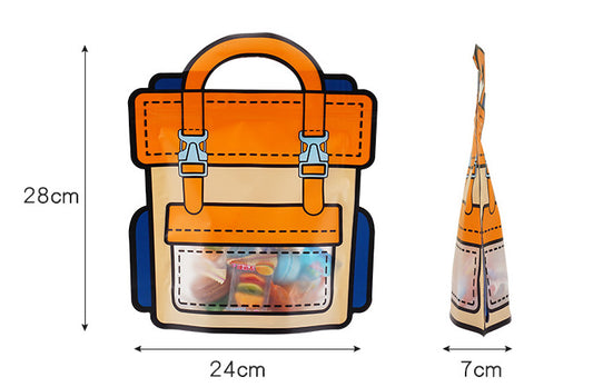 Backpack-style goodie bag designed to be filled with candy small gift, perfect for kids' birthday parties, school events, or trick-or-treating