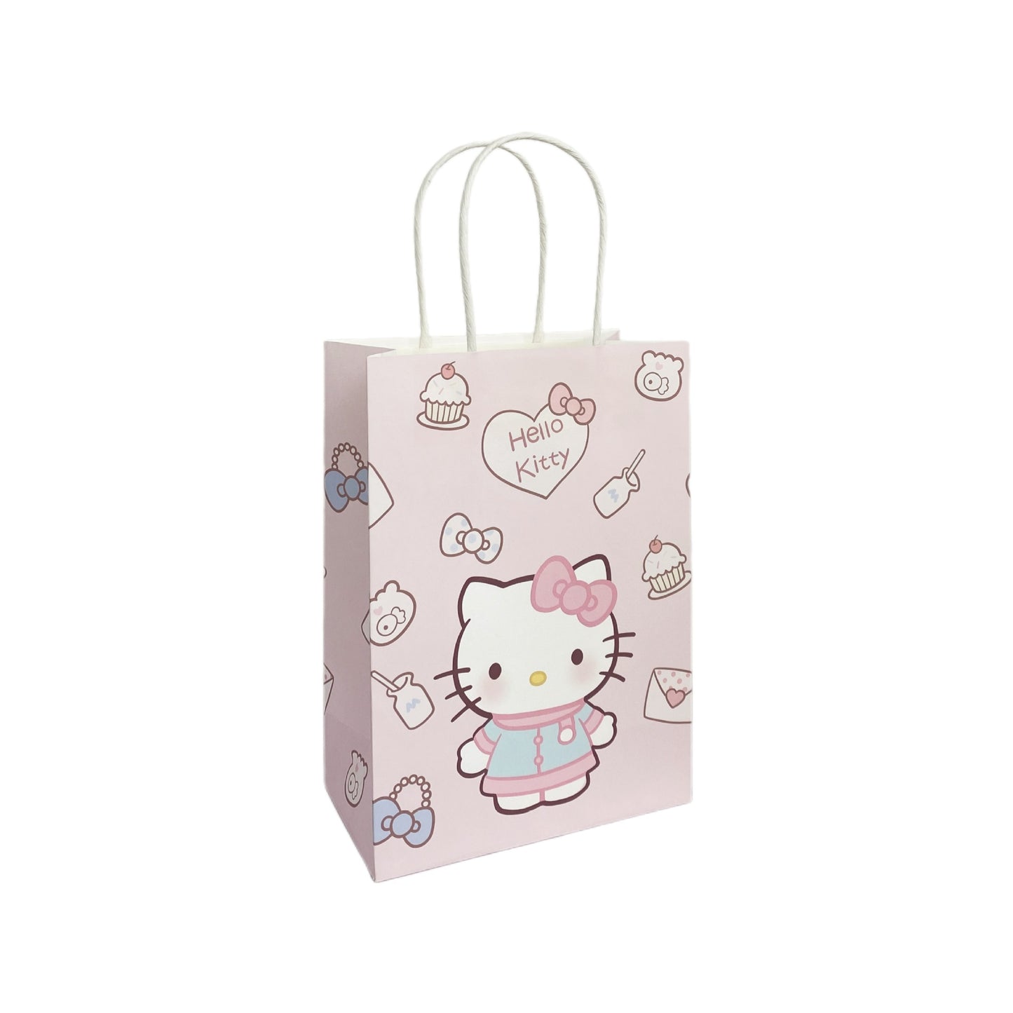 Pink Hello Kitty-themed goody bag with cute design, perfect for kids' birthday parties or special celebrations