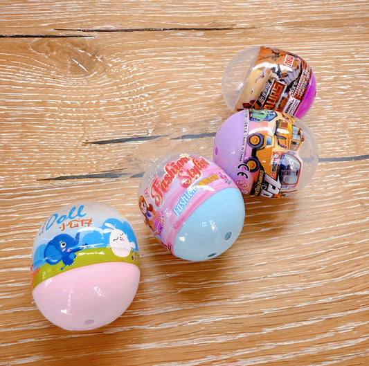 Colorful surprise egg with hidden toys inside, perfect for kids' birthday parties and easter celebrations
